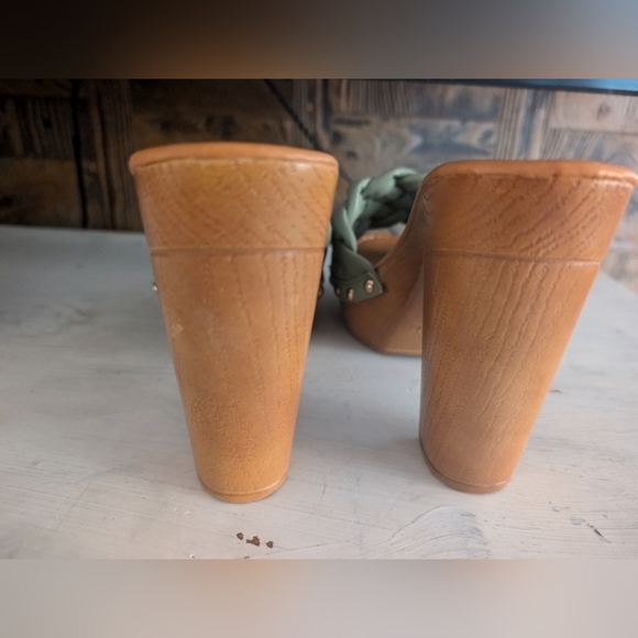 Forever 21 Women's Green Woven Heeled Sandals Nwot - Picture 3 of 9